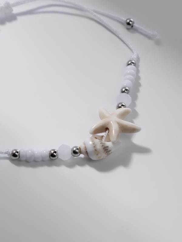 Браслет ассорти на нити &laquo;Ракушка&raquo; звезда морская, цвет бежевый в серебре