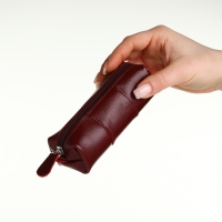 Ключница карманная на молнии, TEXTURA, длина 12,5 см, кольцо, цвет бордовый