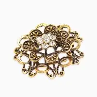 Зажим для платка "Цветок астры", цвет белый в чернёном золоте