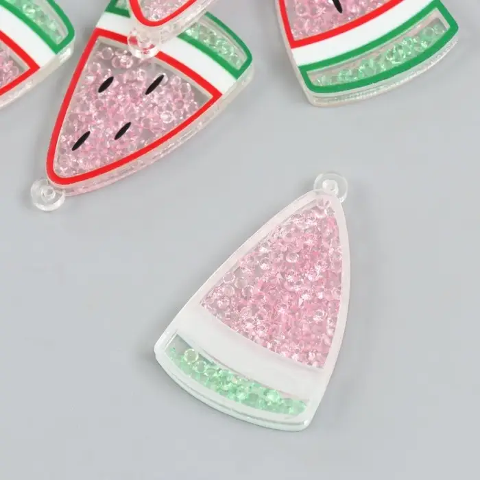 Шейкер для творчества акрил "Кусочек арбуза" с бисером 0,5х3,6х5,1 см