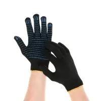 Перчатки садовые, хб, вязка 7 класс, 6 нитей, размер 10, с ПВХ точками, чёрные, Greengo