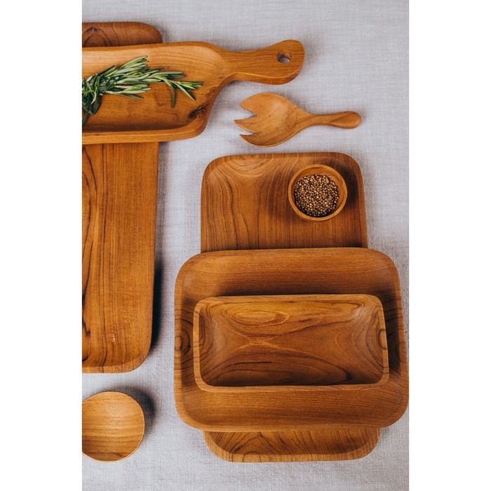 Блюдо 20х10х3 см, тиковое дерево