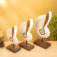 Набор сувенирный "Раковины" дерево (h - 35.30 и 25 см), цв. бежевый