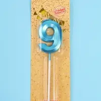 Свеча в торт на шпажке &laquo;Грань&raquo;, цифра 9, голубая, 5 см