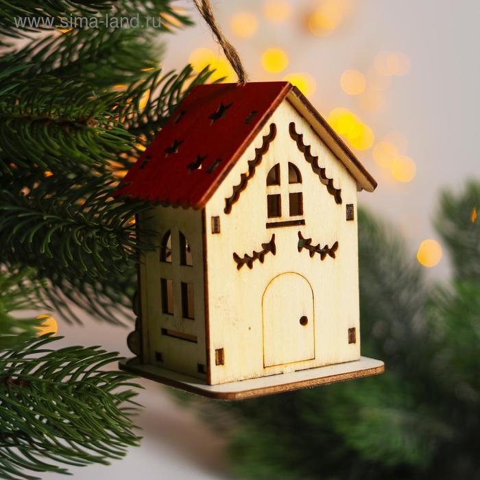 Новогодний декор с подсветкой «Домик с красной крышей» 9×6×7 см, МИКС Новогодний декор с подсветкой «Домик с красной крышей» 9×6×7 см, МИКС