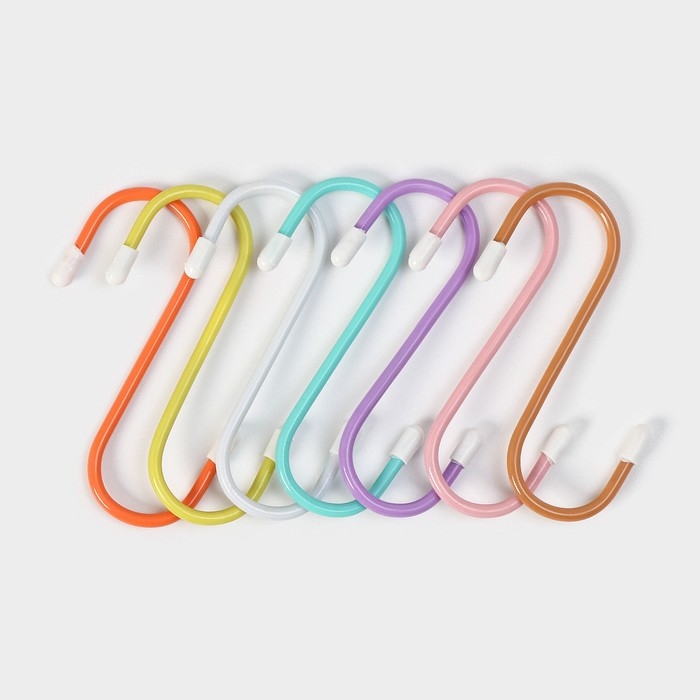 Набор крючков для рейлинга, 7 см, d=2,5 см, 7 шт, цвет МИКС Набор крючков для рейлинга, 7 см, d=2,5 см, 7 шт, цвет МИКС