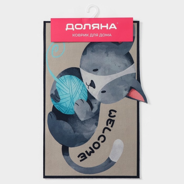 Коврик влаговпитывающий придверный Доляна &laquo;Котёнок&raquo;, без окантовки, 39&times;59 см