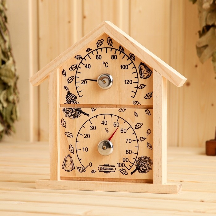 Термометр-гигрометр Термометр-гигрометр "Домик", дерево
