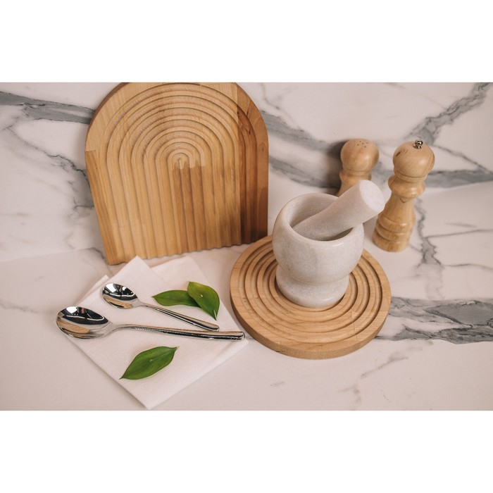 Ступка с толкушкой Magistro &laquo;Мрамор&raquo;, натуральный камень, цвет белый