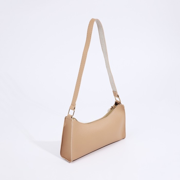 Сумка женская багет на молнии, цвет бежевый