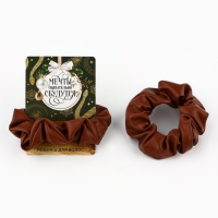 Резинка для волос новогодняя &laquo;Мечты сбудутся&raquo; на Новый год, коричневая, диам, 10 см