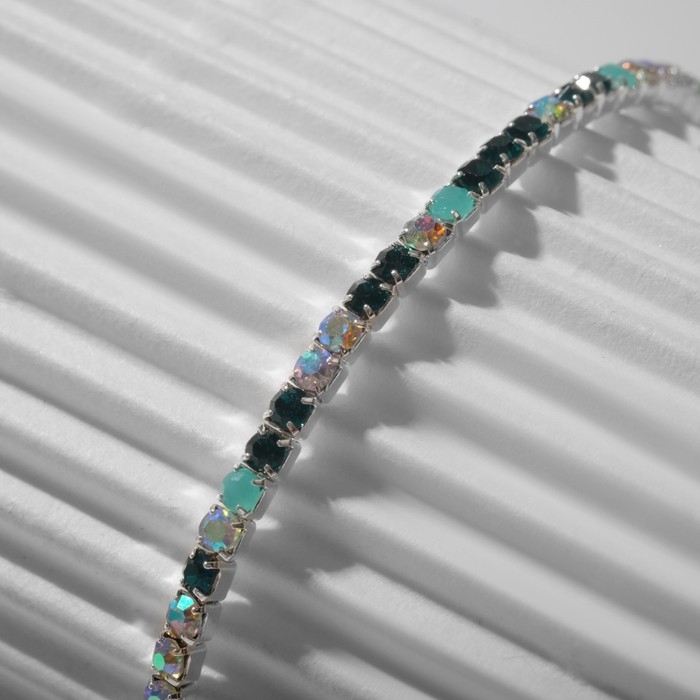 Браслет &laquo;Лёд&raquo; 2 мм, мята, зелёный в серебре