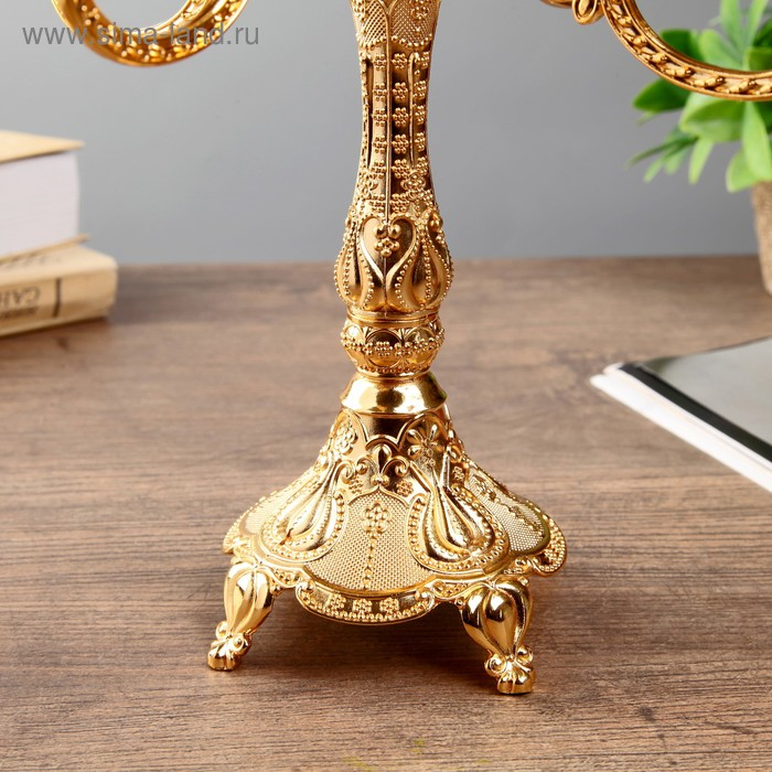 Подсвечник металл на 5 свечей Подсвечник металл на 5 свечей "Узорный" цвет золото 28х26х26 см