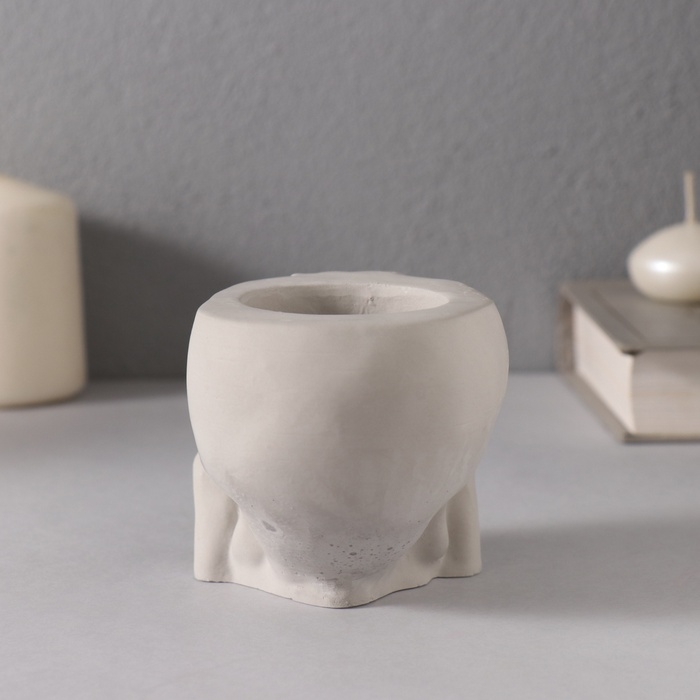 Подсвечник "Череп Прятки" 7*10см т.серый