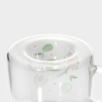 Кружка стеклянная с деревянной крышкой &laquo;Авокадо&raquo;, 350 мл, рисунок МИКС