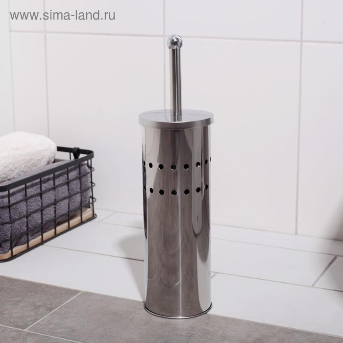 Ёршик для унитаза с подставкой, 10&times;10&times;37 см, цвет хром