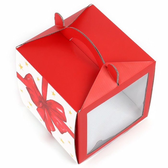 Коробка кондитерская с окном, сундук, &laquo;Бант&raquo;, 20 х 20 х 20 см