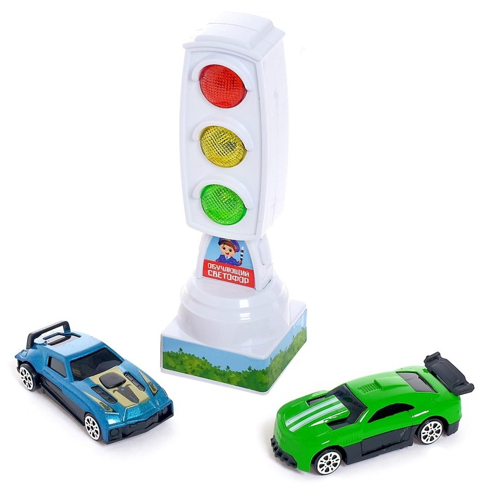 Светофор с машинками &laquo;Изучаем ПДД&raquo;, световые эффекты, русский чип, МИКС