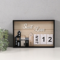 Сувенир дерево настенный календарь "Домики" 30х20 см Сувенир дерево настенный календарь "Домики" 30х20 см