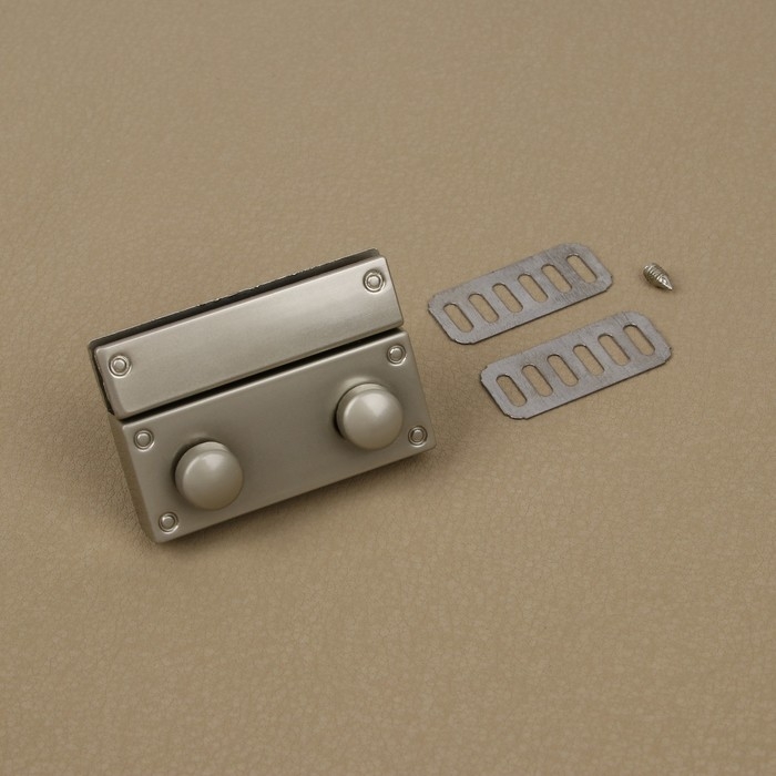 Застёжка для сумки, 4 &times; 2,8 см, цвет жемчужный серебряный