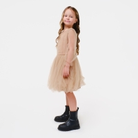 Платье для девочки нарядное KAFTAN, рост 98-104 см (30), бежевый Платье для девочки нарядное KAFTAN, рост 98-104 см (30), бежевый