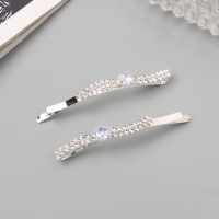 Невидимка для волос &laquo;Беат&raquo; (набор 2 шт) волна, 6 см, серебро