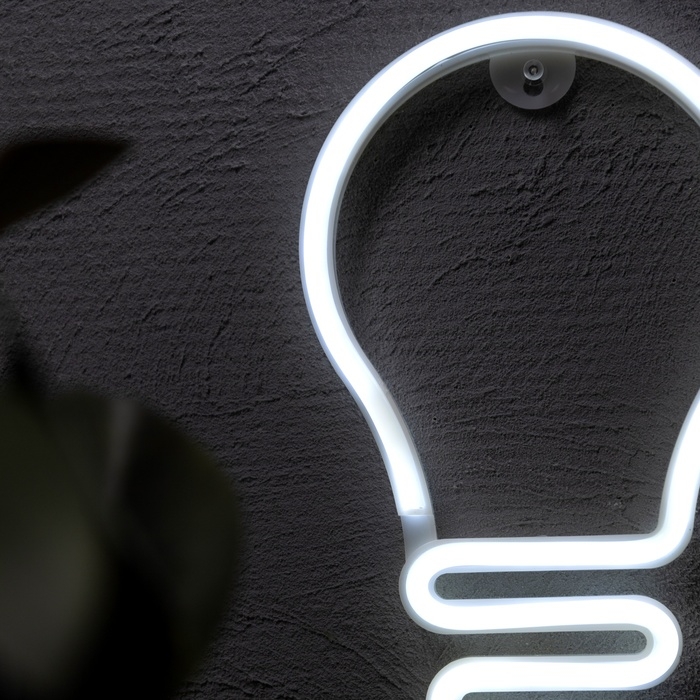 Неоновая вывеска &laquo;Лампочка&raquo; 16.5 x 25.5 см, батарейки AAx3 (не в комплекте) + USB, свечение белое