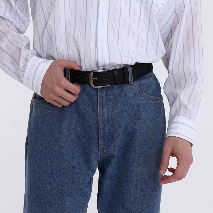 Ремень мужской &laquo;Великан&raquo;, ширина 4 см, винт, пряжка металл, цвет чёрный