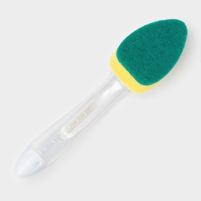 Губка для посуды Доляна, с ручкой дозатором, поролон, абразивное покрытие, 24&times;5,5&times;8 см