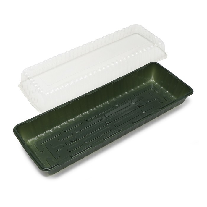 Мини-парник для рассады, 58 &times; 21 &times; 12 см, без вставок, тёмно-зелёный, Greengo