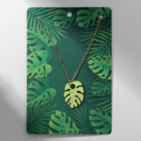 Кулон &laquo;Прелесть&raquo; лист монстера, цвет салатовый в золоте, 40 см