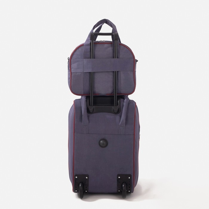 Чемодан малый 20", сумка дорожная на молнии, цвет серый