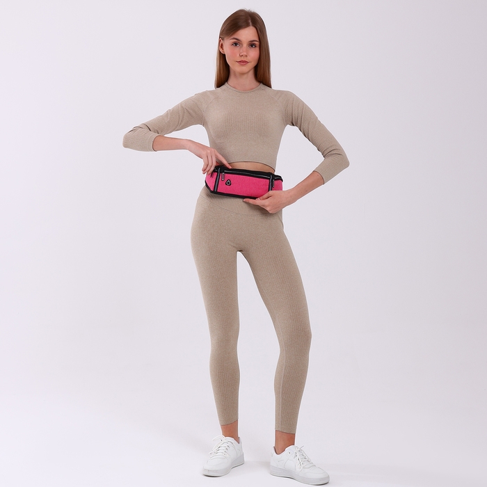 Поясная сумка на молнии, 3 отдела, цвет розовый Поясная сумка на молнии, 3 отдела, цвет розовый