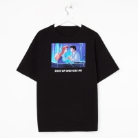 Футболка &laquo;Kiss me&raquo; Принцессы oversize, цвет чёрный