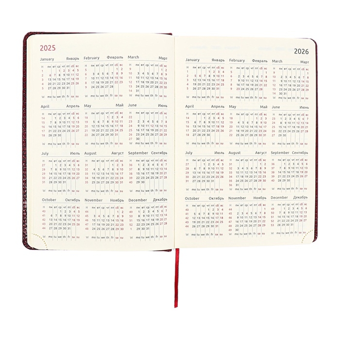 Ежедневник датированный 2024 A5 176 листов, deVENTE.Belcanto, твёрдая обложка из искусственной кожи с поролоном, ляссе, кремовый блок 70 г/м2, бордовый