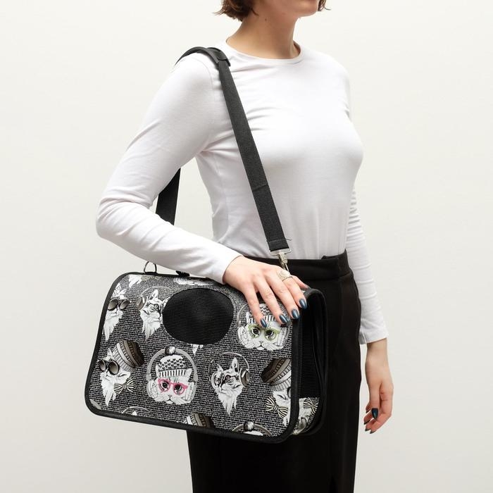 Сумка - переноска для животных Сумка - переноска для животных "Зимние коты", размер S, 37,5 х 17 х 22 см