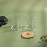 Органайзер для ватных палочек и дисков &laquo;BAMBOO&raquo;, с крышкой, 2 съёмные секции, 7 &times; 18,5 см, в картонной коробке, цвет прозрачный