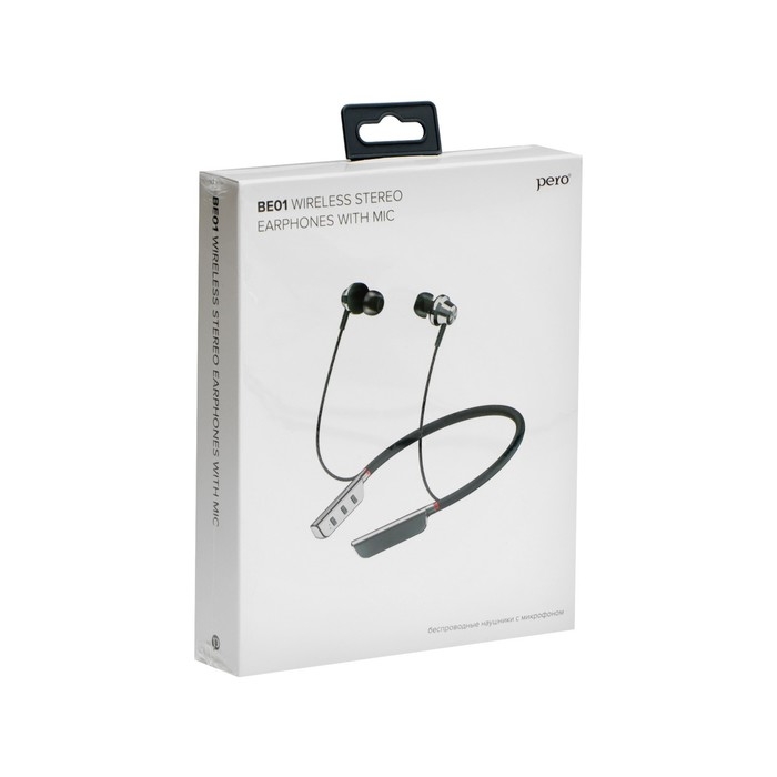 Наушники PERO BE01, беспроводные, BT 5.0, микрофон, 250 мАч, до 30 часов, серебристые Наушники PERO BE01, беспроводные, BT 5.0, микрофон, 250 мАч, до 30 часов, серебристые
