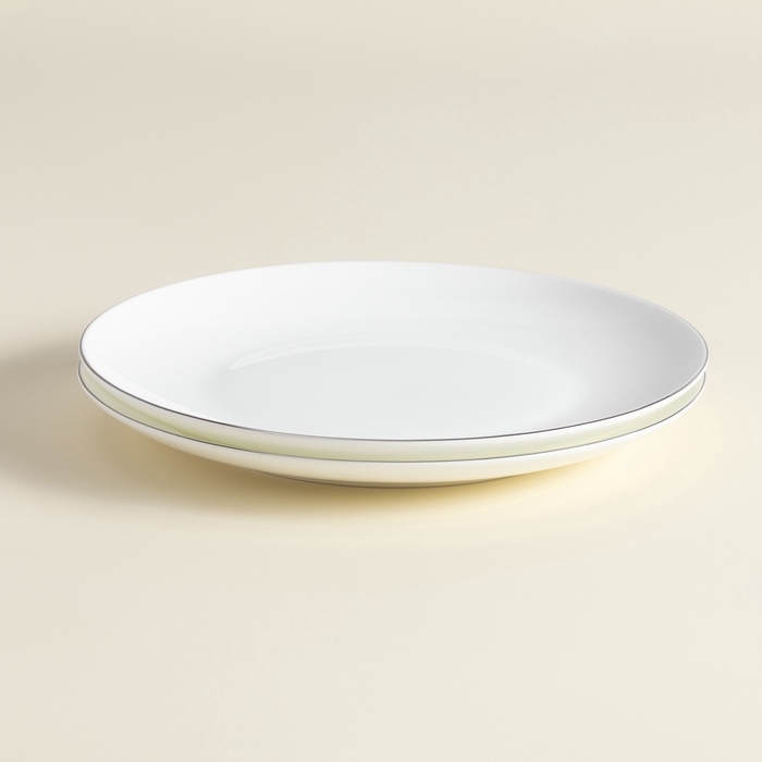 Тарелки SL Home &laquo;Каскарон&raquo;, d=20 см, набор 2 шт, костяной фарфор, белые