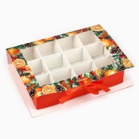 Коробка под 12 конфет с ячейками «Аромат праздника» 18.8 х 13.5 х 3.5 см, Новый год Коробка под 12 конфет с ячейками «Аромат праздника» 18.8 х 13.5 х 3.5 см, Новый год