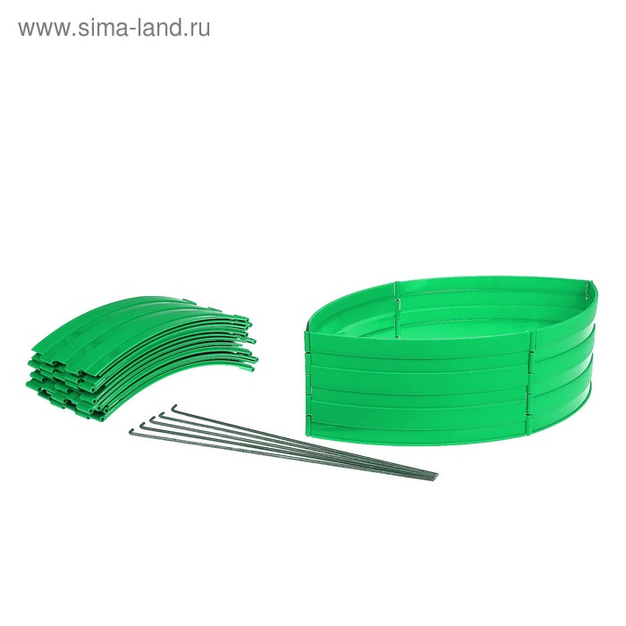 Клумба пластиковая, 15 &times; 540 см, 18 секций, зелёная, &laquo;Конструктор&raquo;