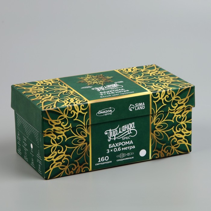 Гирлянда &laquo;Бахрома&raquo; 3 &times; 0.6 м, IP44, УМС, белая нить, 160 LED, свечение белое, 220 В