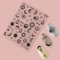 Наклейки для ногтей &laquo;MOON&raquo;, объёмные, цвет чёрный