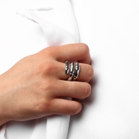 Кольцо металл &laquo;Тренд&raquo; бамбук, цвет серебро, размер 16