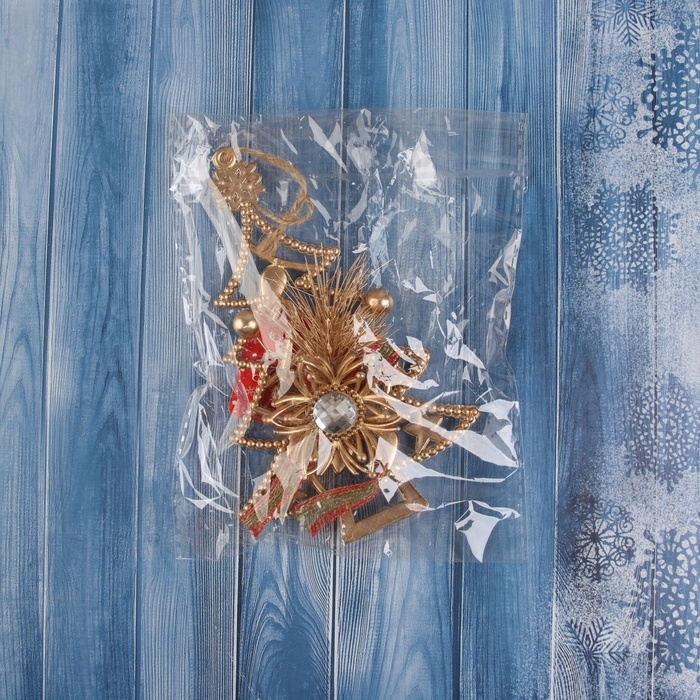 Украшение ёлочное "Ёлочка с цветком" 16х10 см, золото