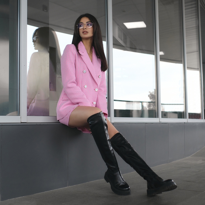 Пиджак женский двубортный MIST р. 42, розовый/белый Пиджак женский двубортный MIST р. 42, розовый/белый