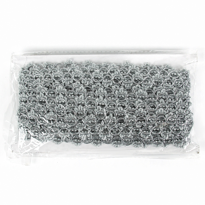 Тесьма серебро &laquo;Петельки&raquo; с трилистниками, ширина 2,7, намотка 10 м