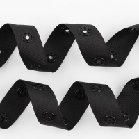 Тесьма с кнопками, 25-25 мм, 17 мм &times; 45 &plusmn; 1 м, цвет чёрный