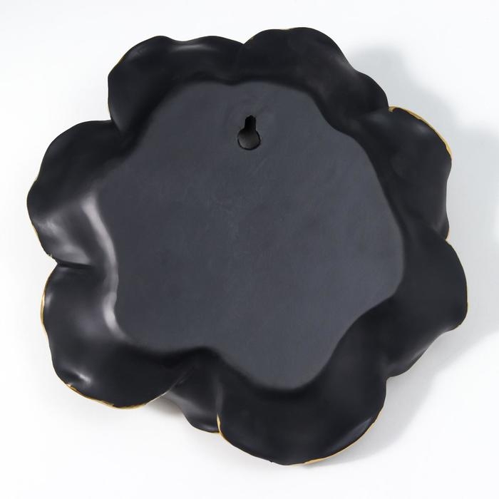 Сувенир полистоун панно "Чёрная королевская роза" с золотом 20х19х6 см