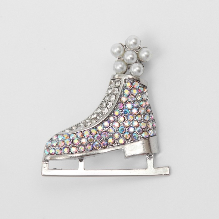 Новый год! Брошь &laquo;Конёк&raquo; фигурный, цвет белый в серебре
